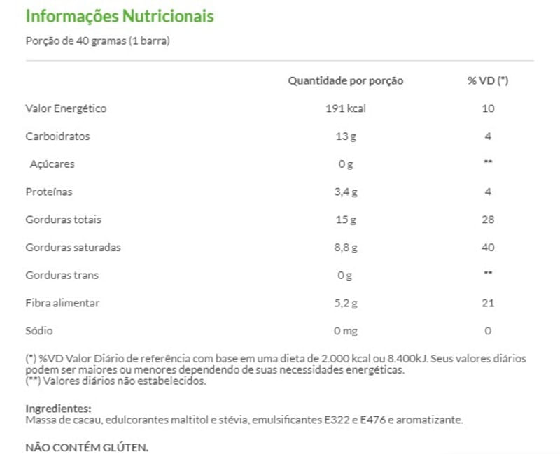 Informações nutricionais