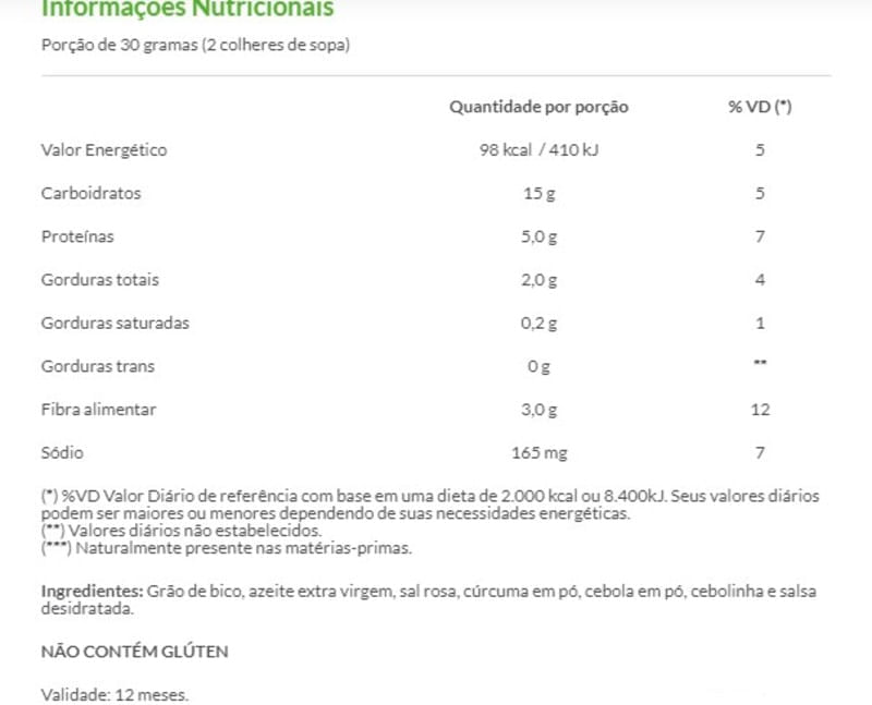 Informações nutricionais