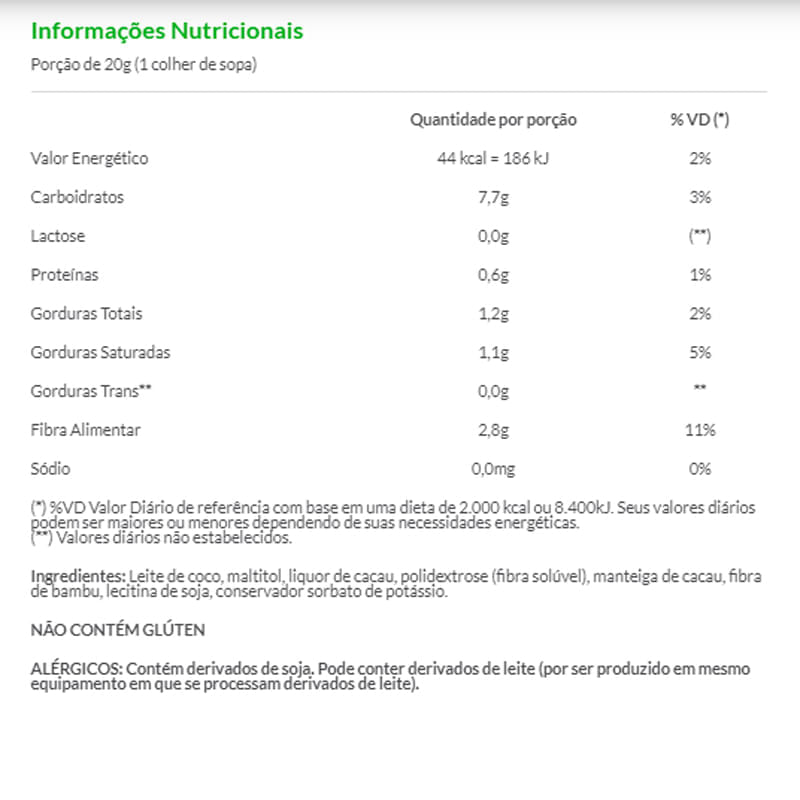 Informações nutricionais