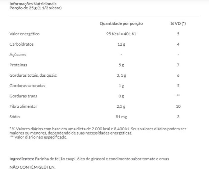 Informações nutricionais