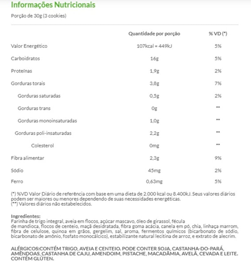 Informações nutricionais