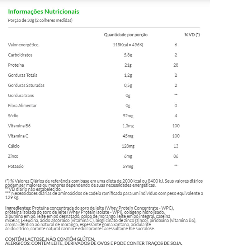 Informações nutricionais