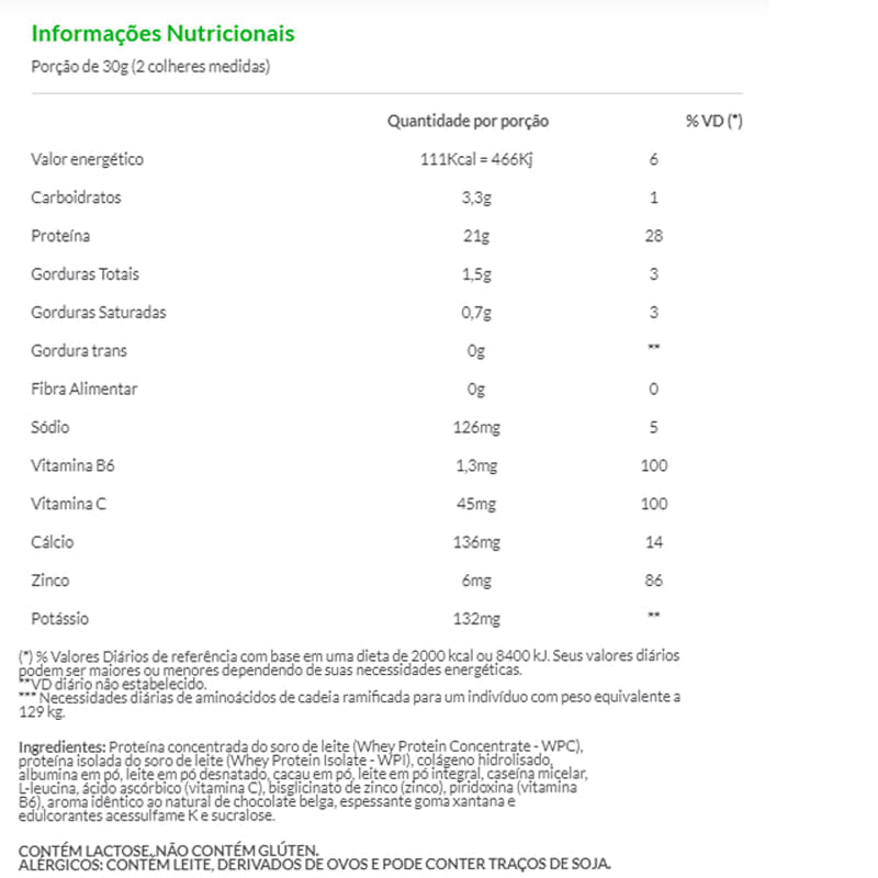 Informações nutricionais