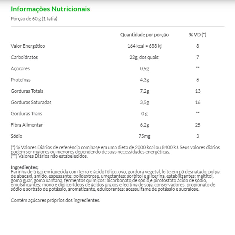 Informações nutricionais