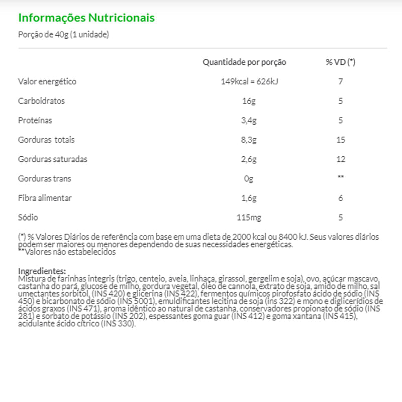 Informações nutricionais