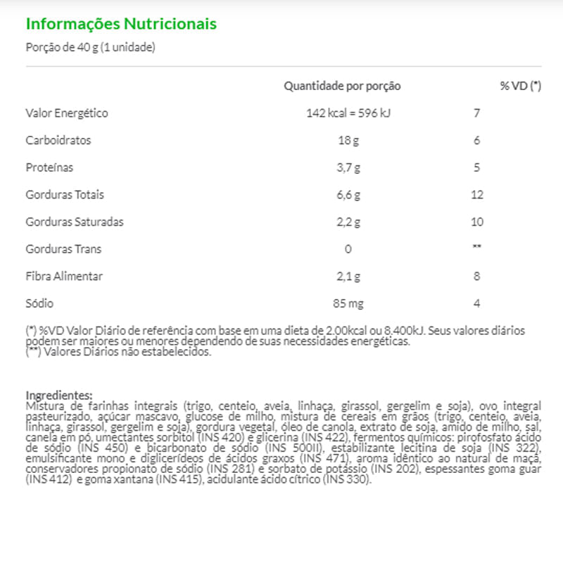 Informações nutricionais