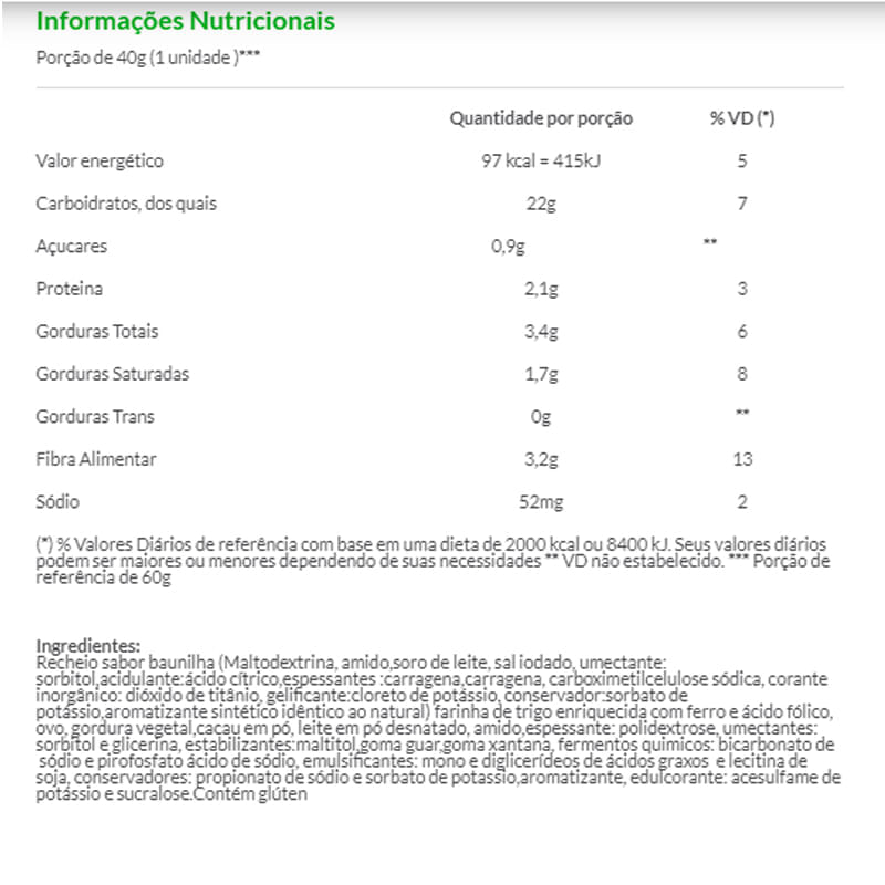 Informações nutricionais