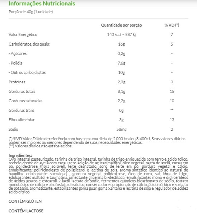 Informações nutricionais