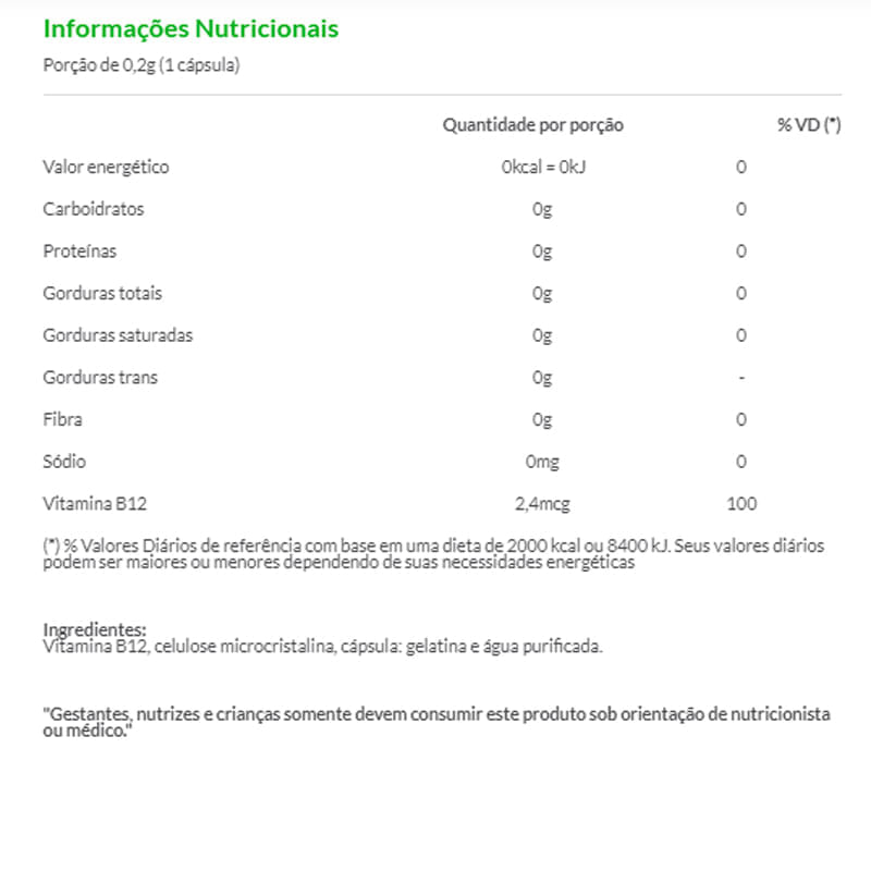 Informações nutricionais