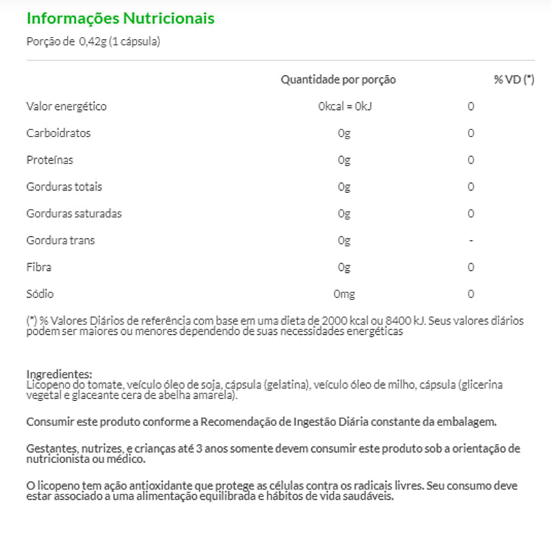 Informações nutricionais