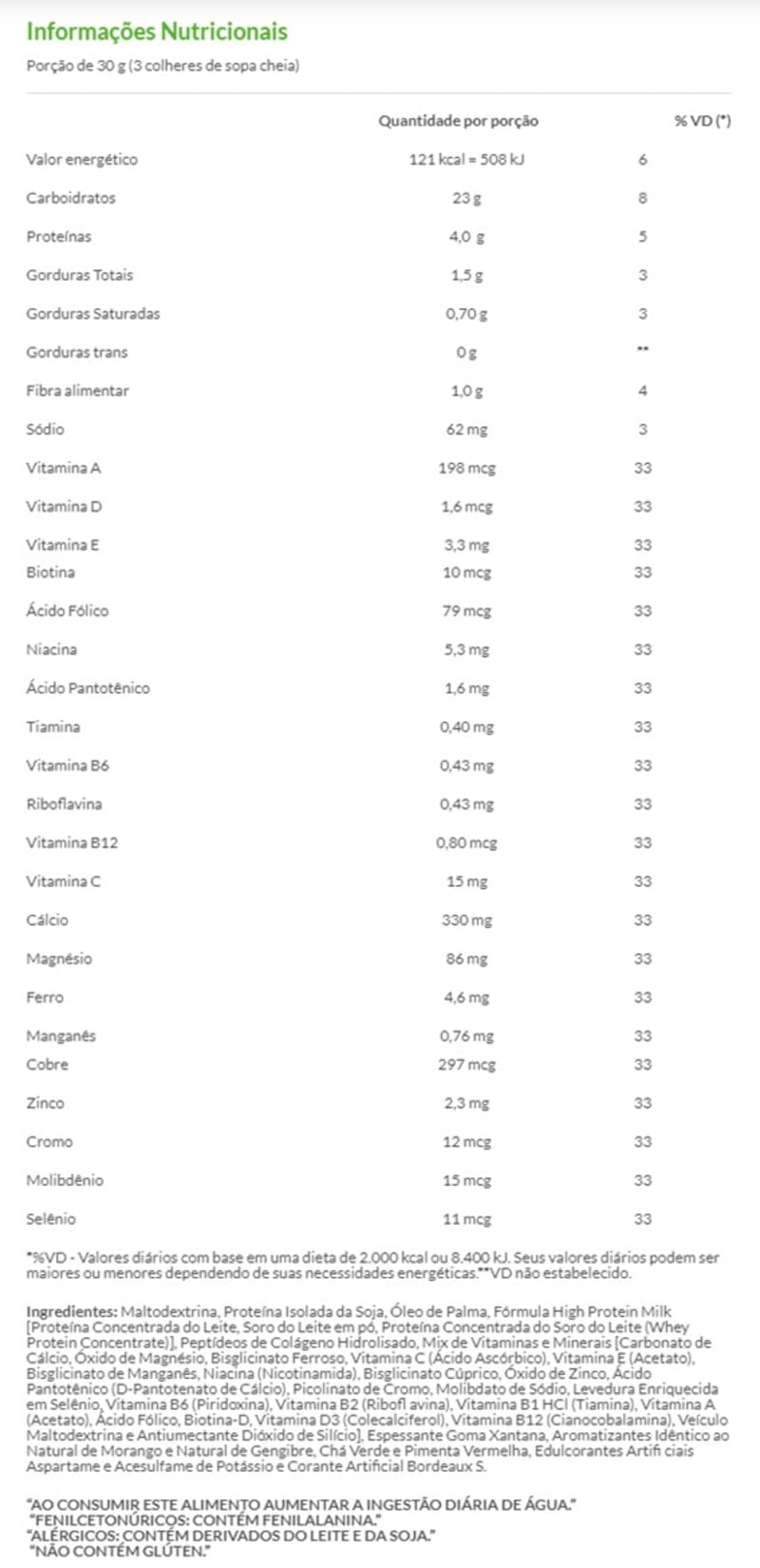 Informações nutricionais