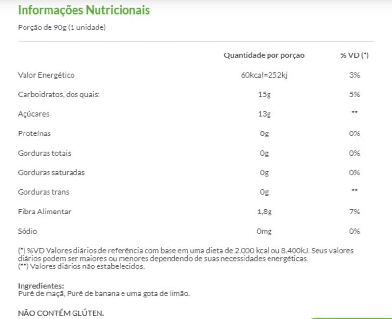 Informações nutricionais