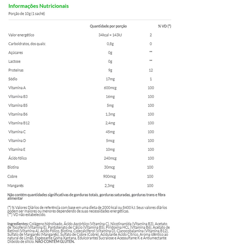 Informações nutricionais