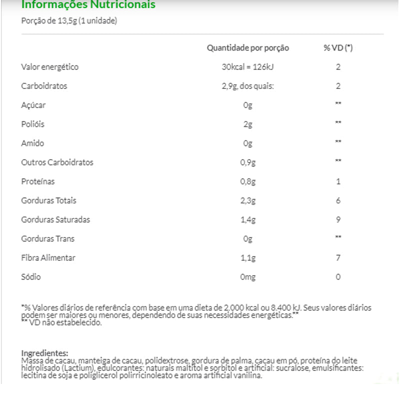 Informações nutricionais