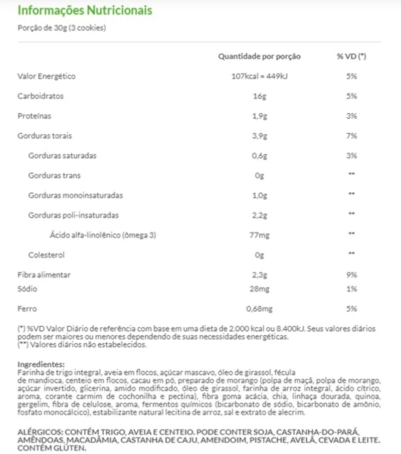 Informações nutricionais