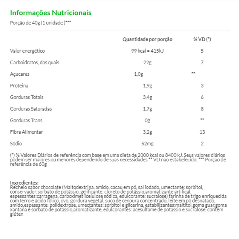 Informações nutricionais