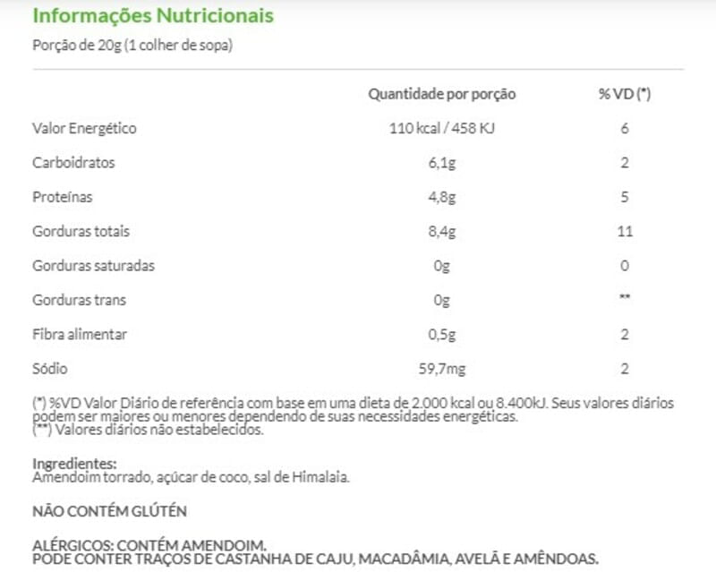 Informações nutricionais