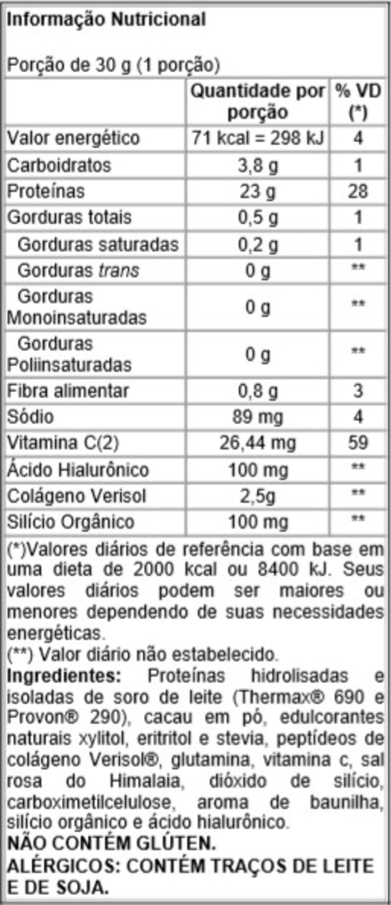 Informações nutricionais