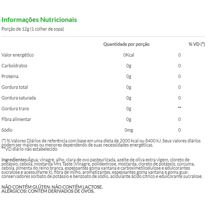 Informações nutricionais