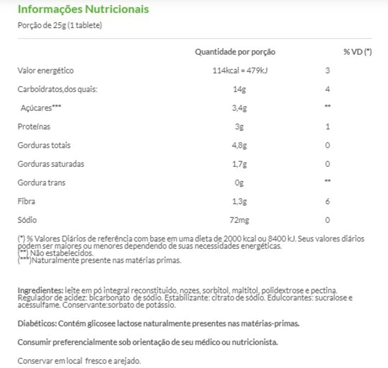 Informações nutricionais