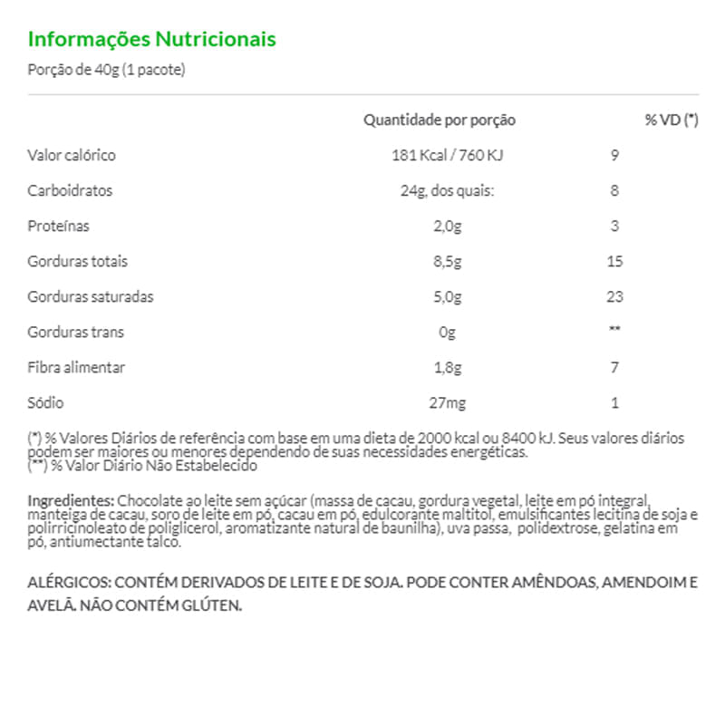 Informações nutricionais