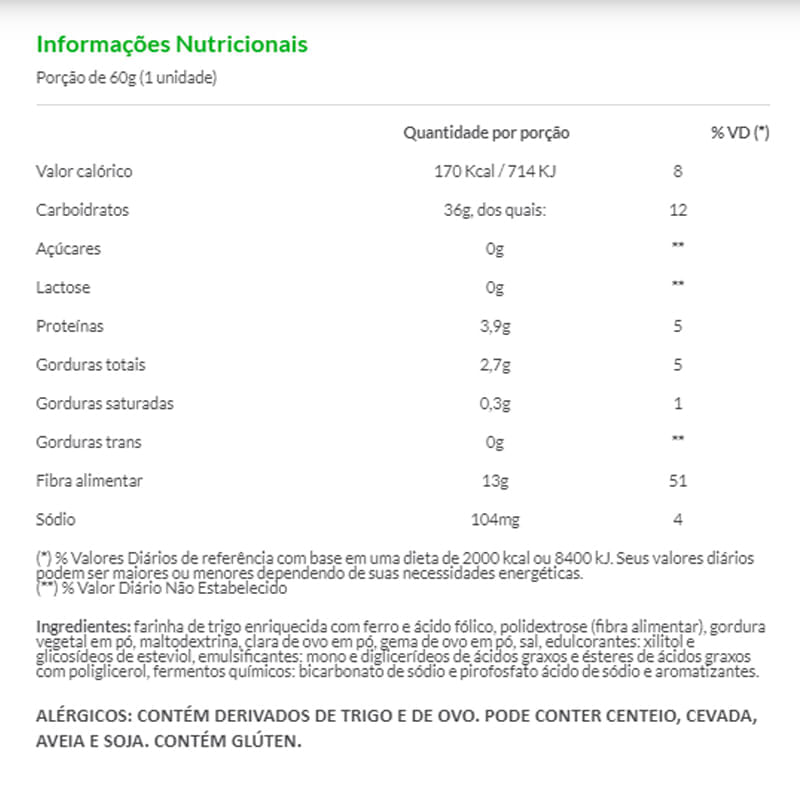 Informações nutricionais