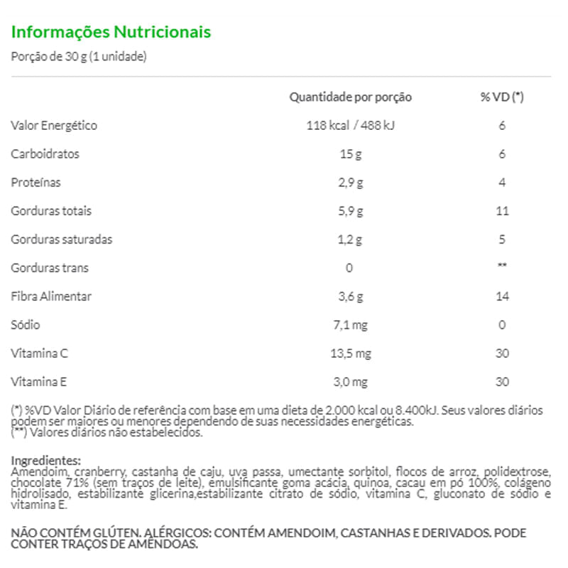 Informações nutricionais