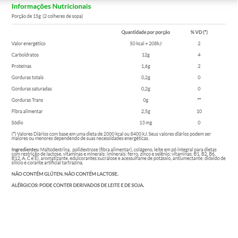 Informações nutricionais