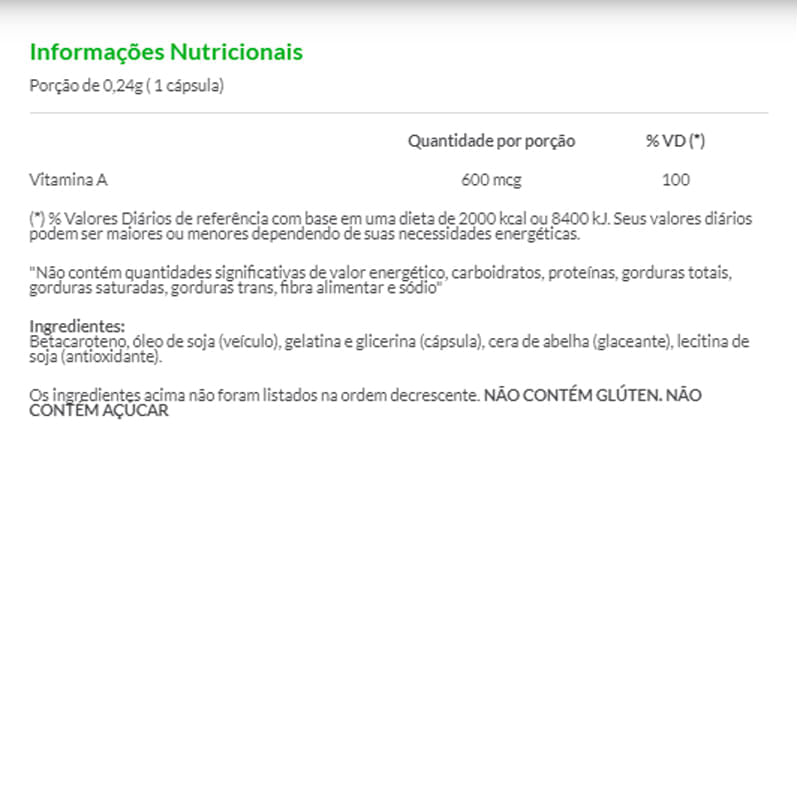 Informações nutricionais