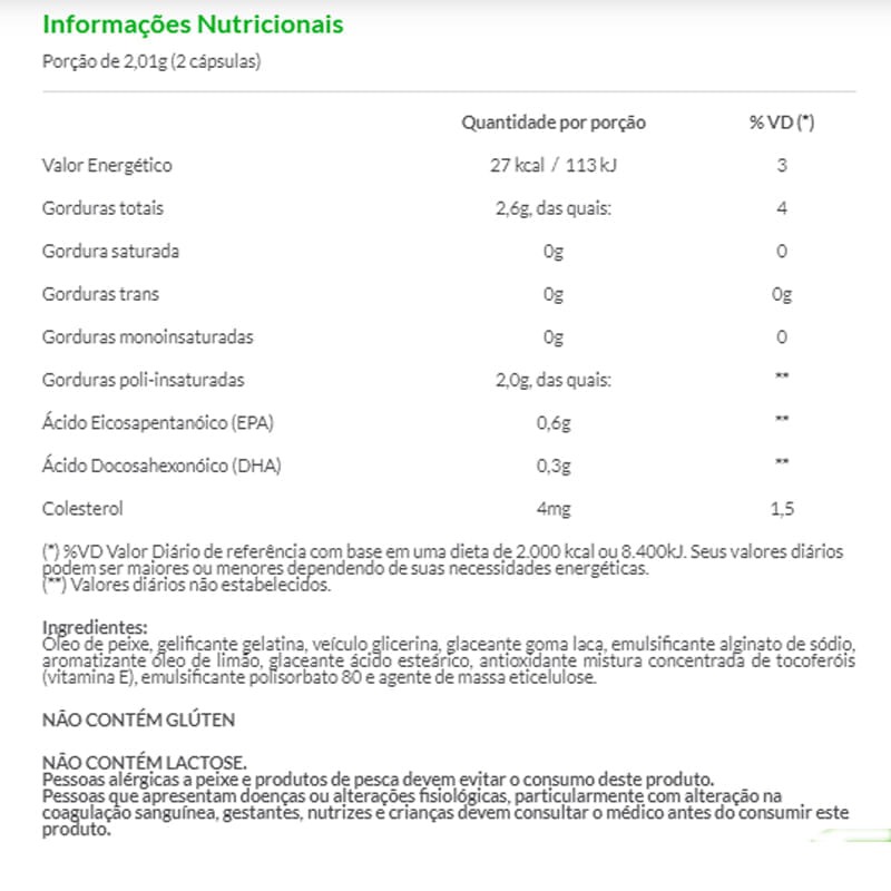 Informações nutricionais