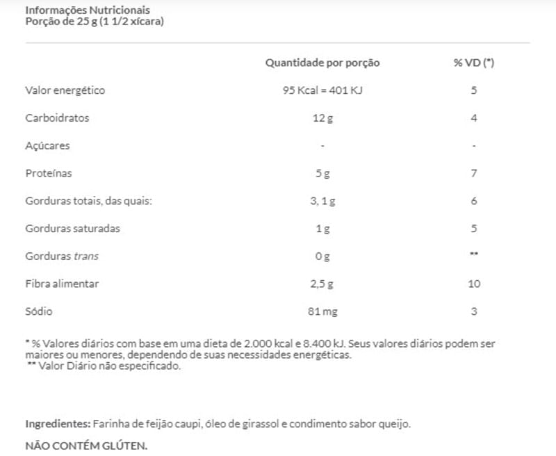 Informações nutricionais