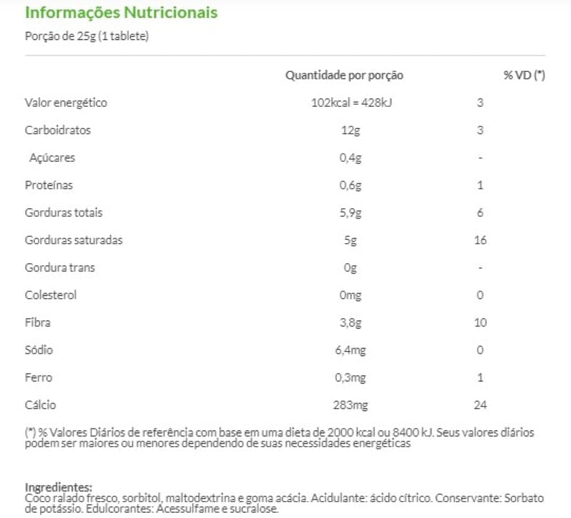 Informações nutricionais