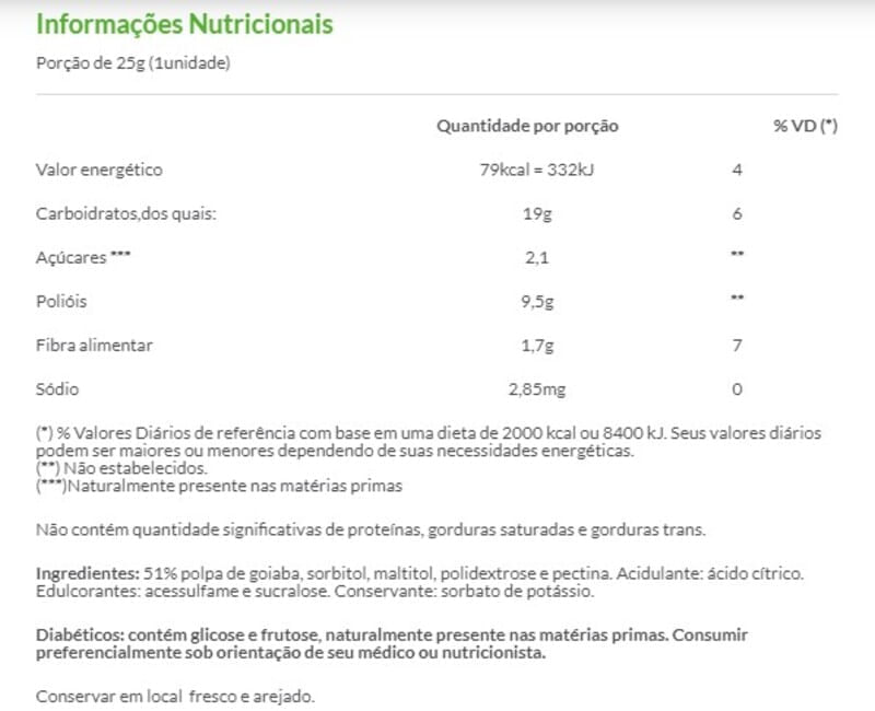 Informações nutricionais