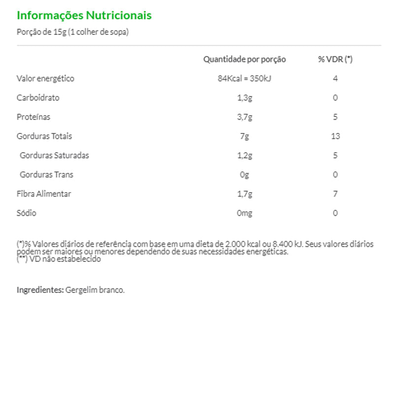 Informações nutricionais