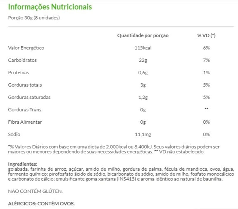 Informações nutricionais