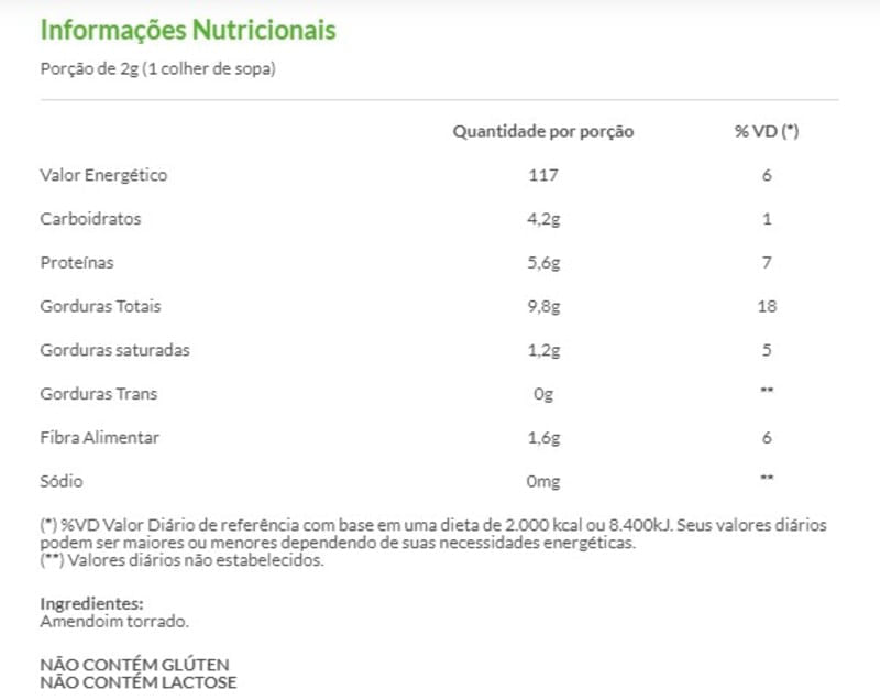 Informações nutricionais