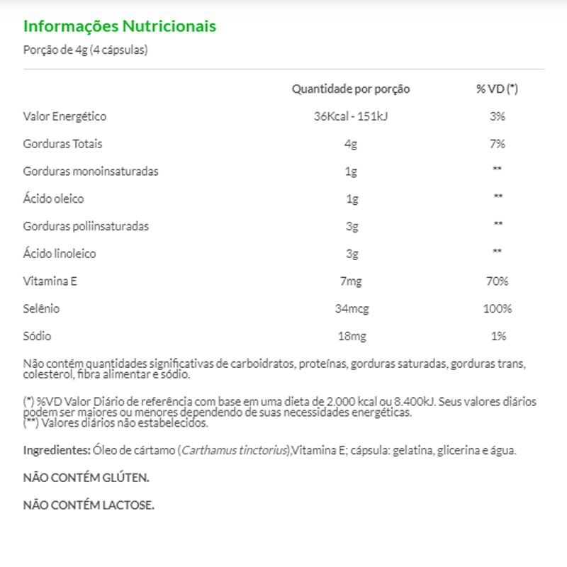 Informações nutricionais