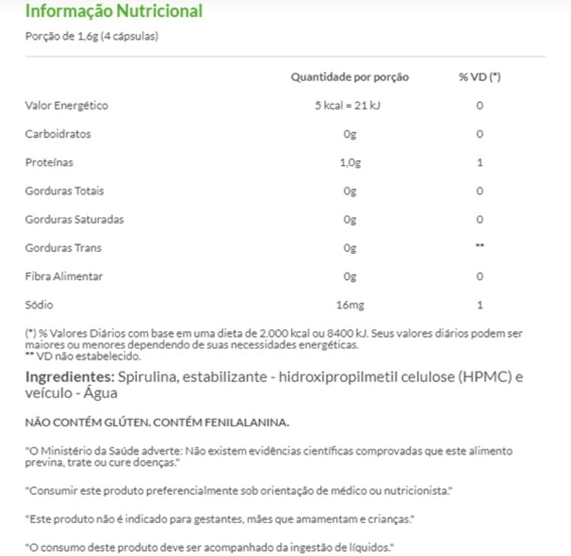 Informações nutricionais