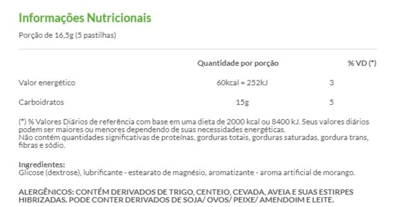 Informações nutricionais