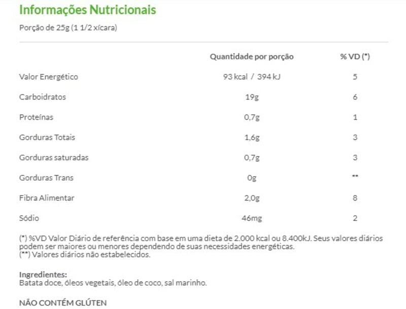 Informações nutricionais