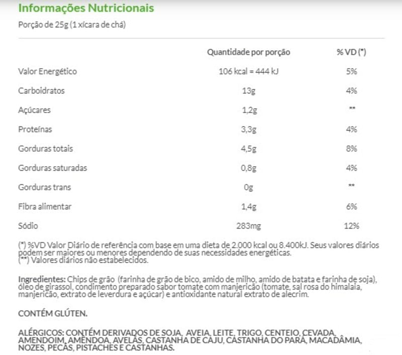 Informações nutricionais