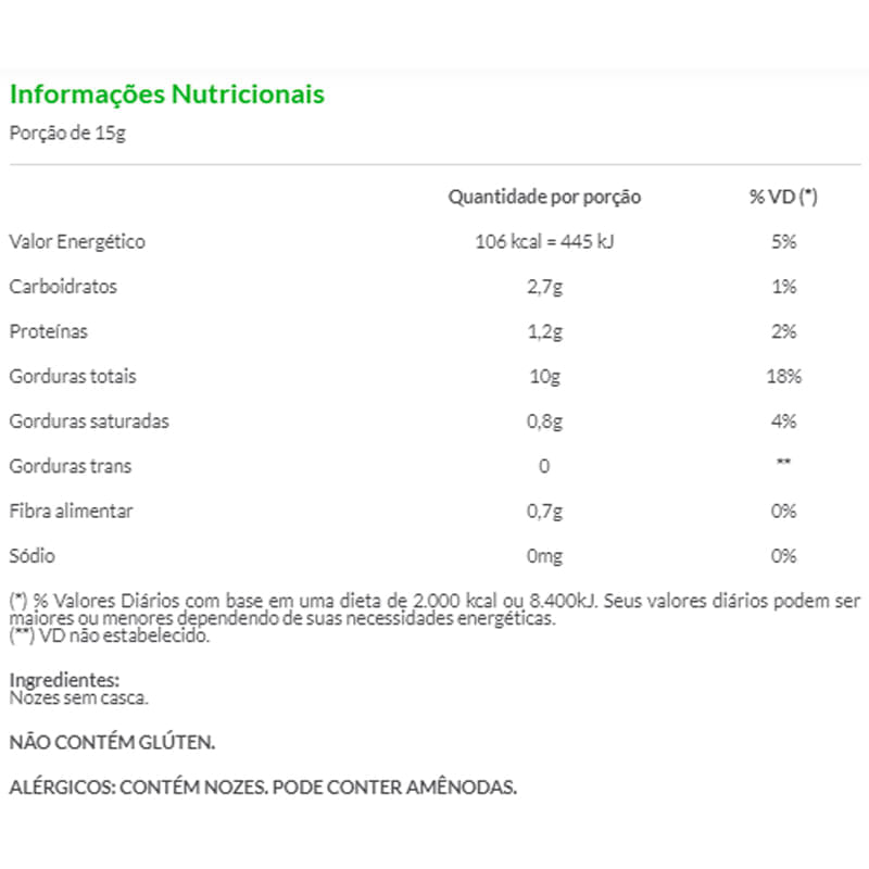 Informações nutricionais