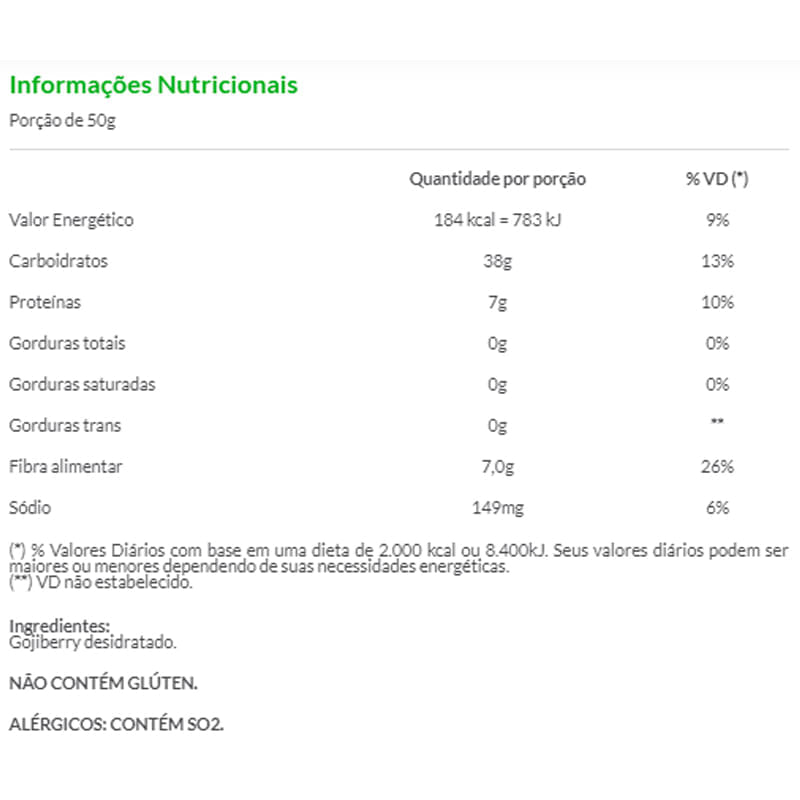 Informações nutricionais