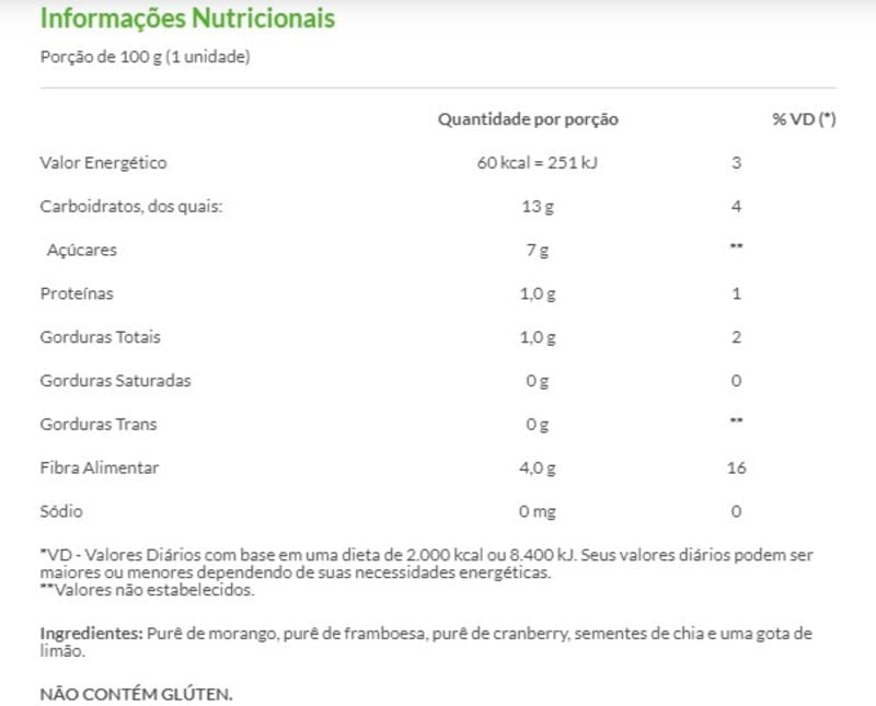 Informações nutricionais