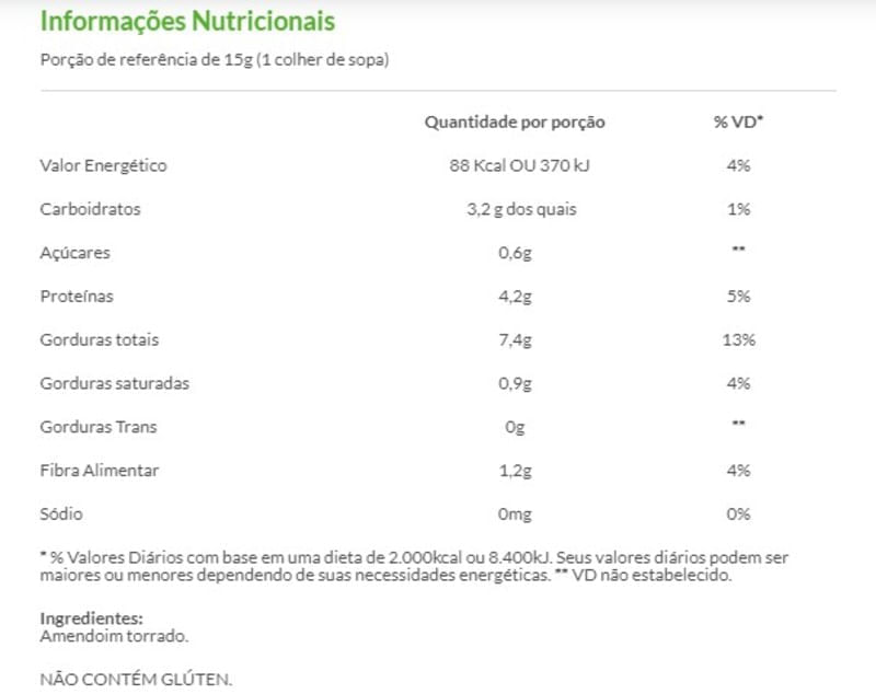 Informações nutricionais