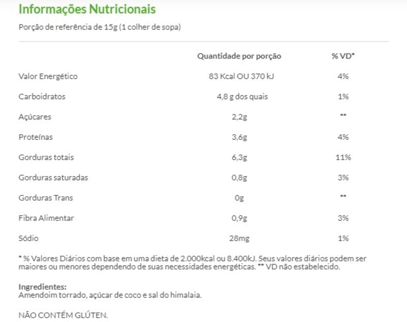 Informações nutricionais