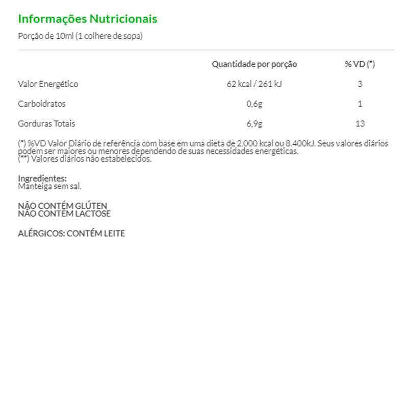 Informações nutricionais