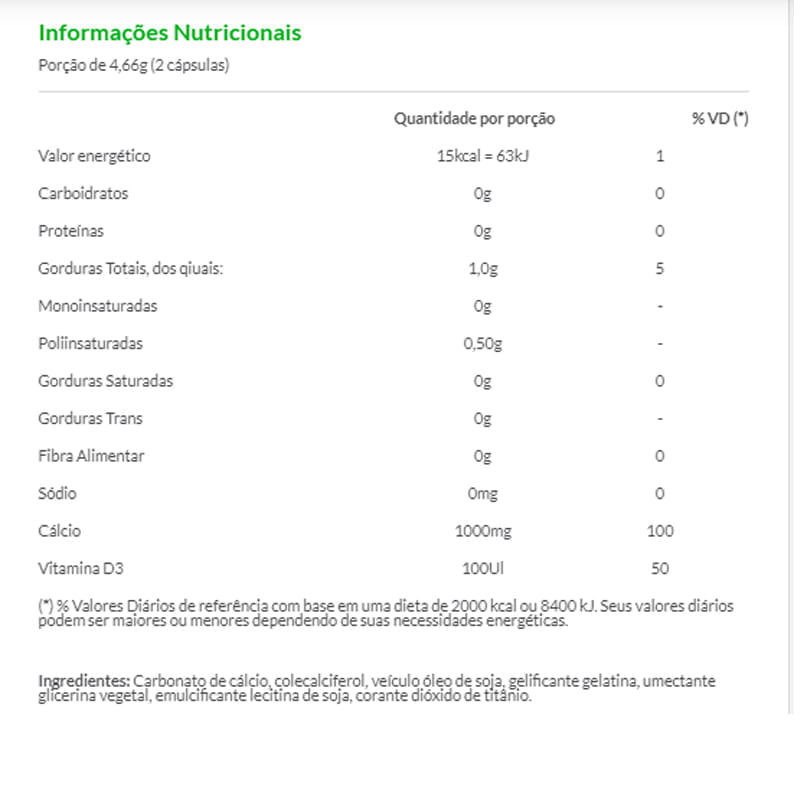 Informações nutricionais