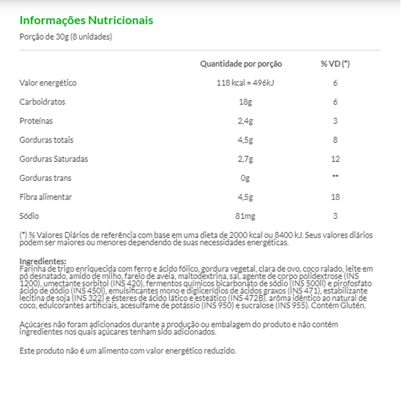 Informações nutricionais