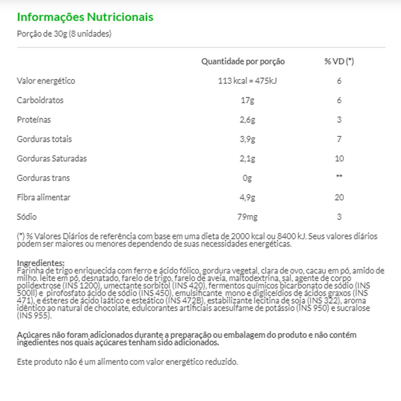 Informações nutricionais